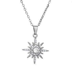 White Leaf Crystal Starburst Necklace